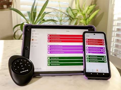 A display of Hunter Douglas Powerview devices
